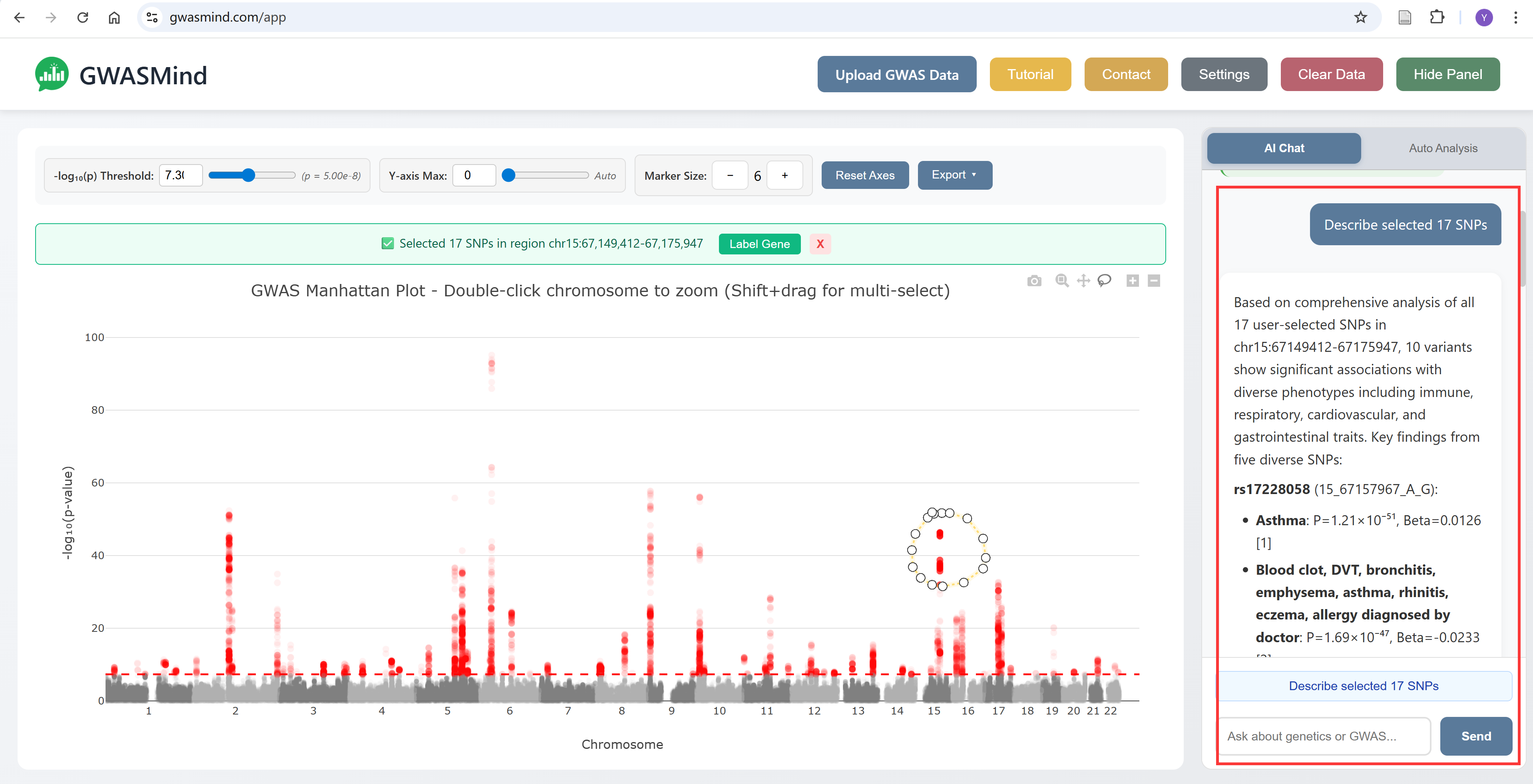 AI Chat panel with natural language